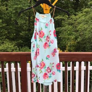 Mint Floral Open Back Blouse